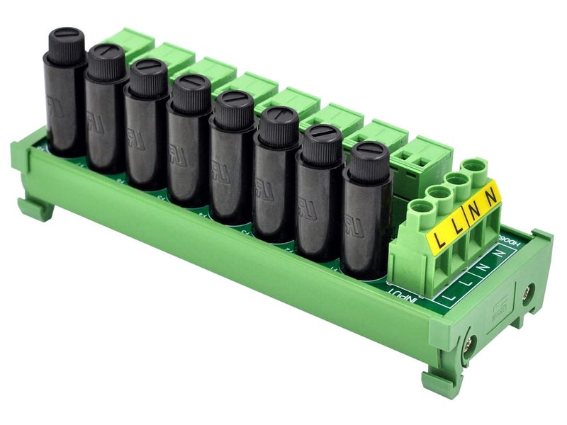 HCDC DIN Rail Mount AC 24-250V 8 Channel Pluggable Top Wiring Terminal Block Power Distribution Fuse Module, HD065VT - Image 3